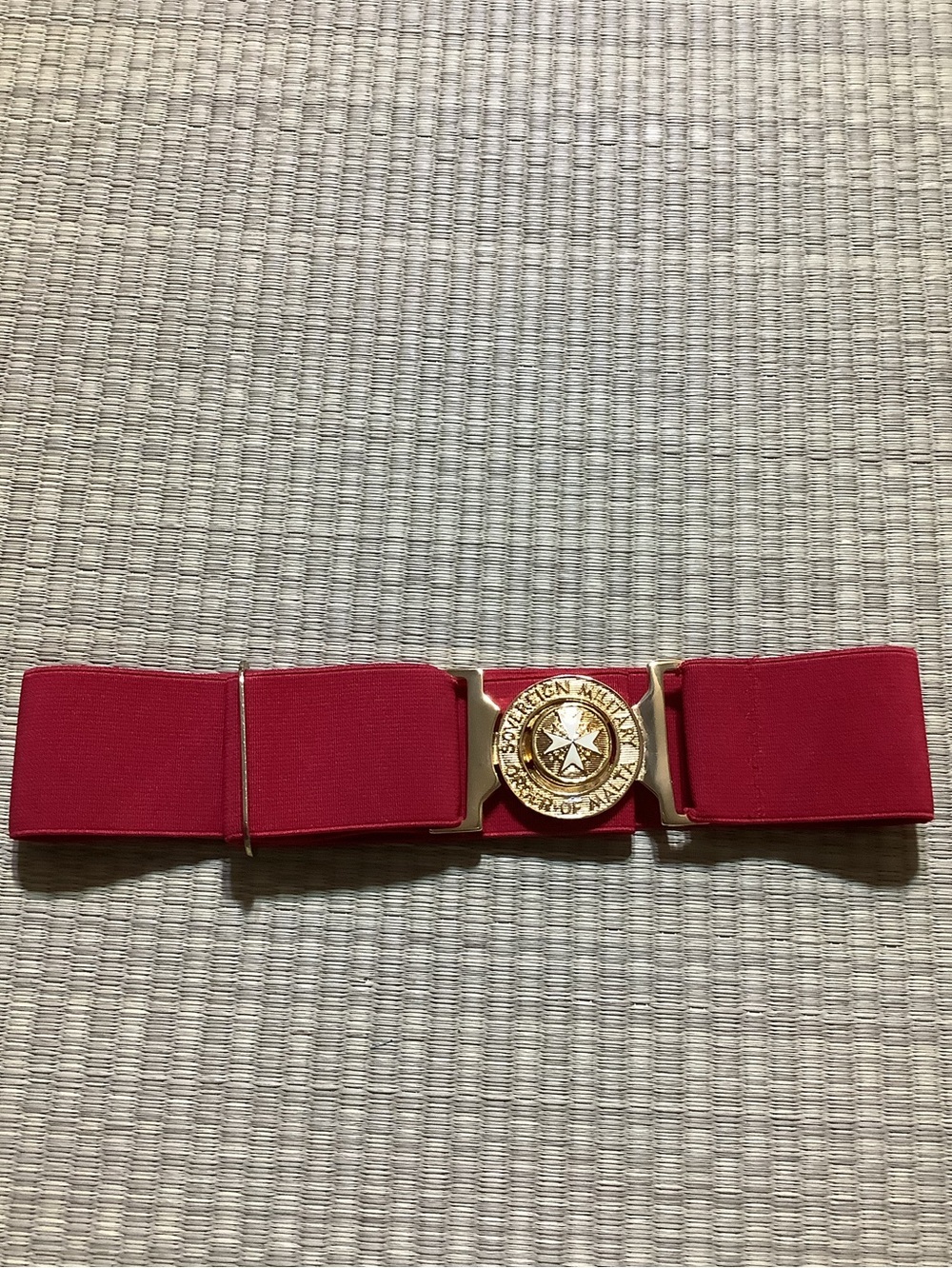 Sovereign Military Order of Malta Elastic Red Belt Gold Emblem